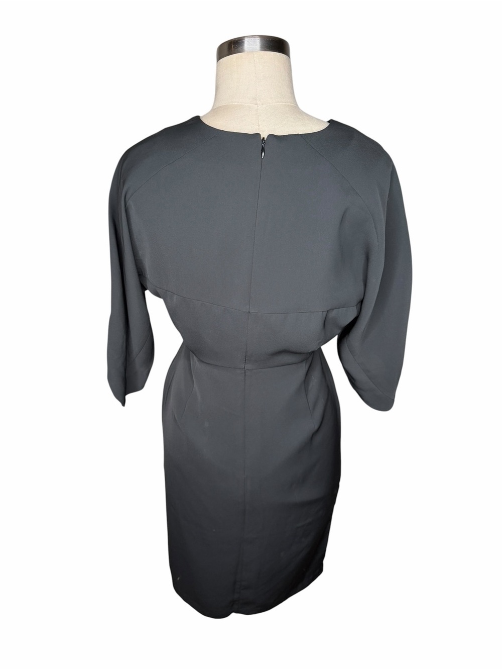 BANANA REPUBLIC Factory Black V-Neck Midi Sheath Dress Women's Size 2 LBD Career - Picture 3 of 5